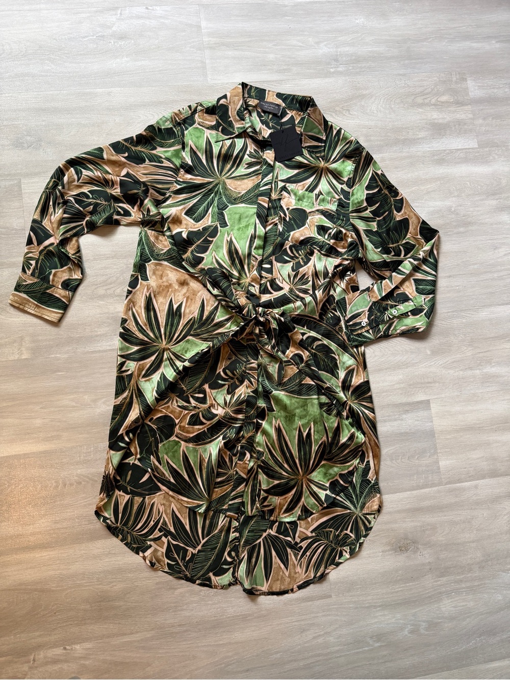 Dress Forum Tropical Leaf Print Shirt Dress – NWT